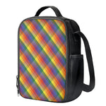 Rainbow LGBT Plaid Pattern Print Crossbody Lunch Bag