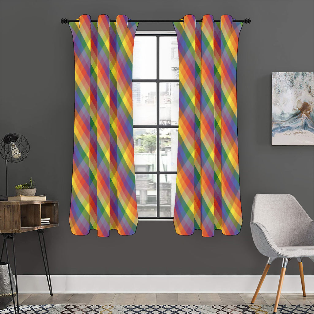 Rainbow LGBT Plaid Pattern Print Curtain
