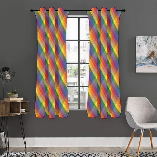 Rainbow LGBT Plaid Pattern Print Curtain