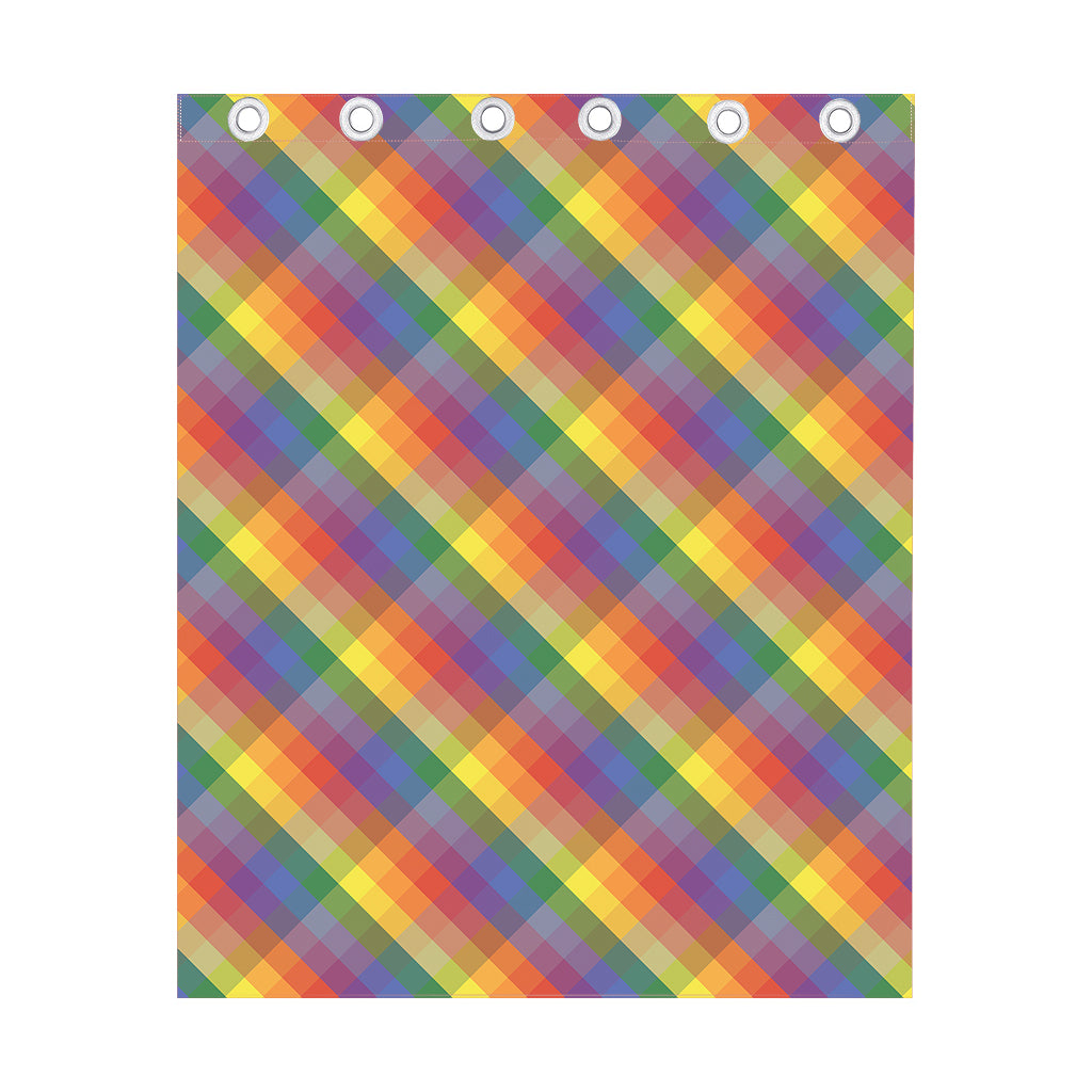 Rainbow LGBT Plaid Pattern Print Curtain