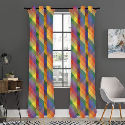 Rainbow LGBT Plaid Pattern Print Curtain