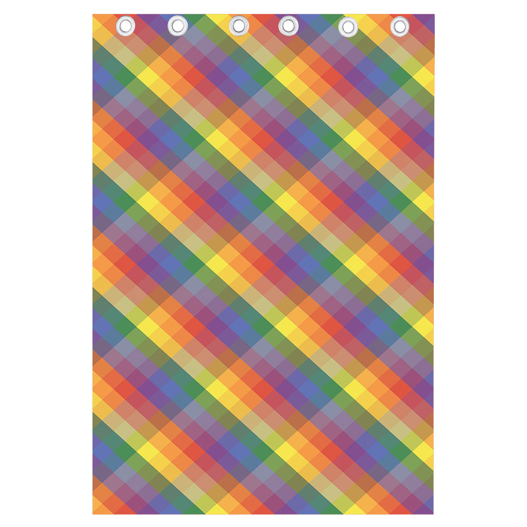 Rainbow LGBT Plaid Pattern Print Curtain
