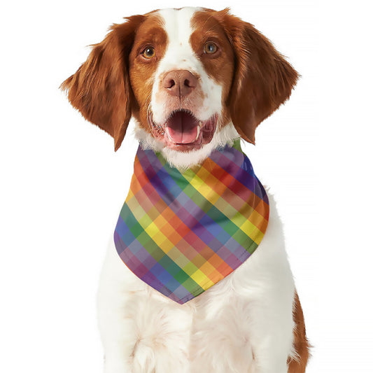 Rainbow LGBT Plaid Pattern Print Dog Bandana