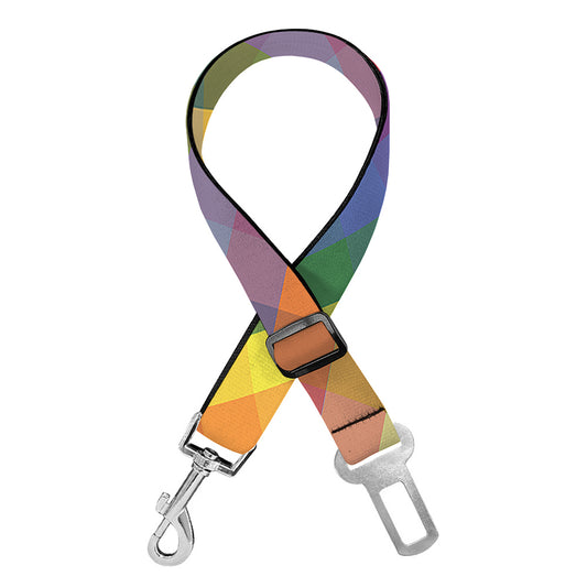 Rainbow LGBT Plaid Pattern Print Dog Seat Belt