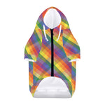 Rainbow LGBT Plaid Pattern Print Dog Zip Up Hoodie