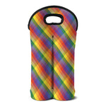 Rainbow LGBT Plaid Pattern Print Double Neoprene Wine Tote