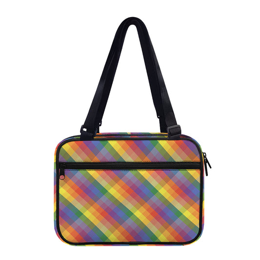 Rainbow LGBT Plaid Pattern Print Double Strap Bible Bag