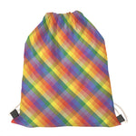 Rainbow LGBT Plaid Pattern Print Drawstring Bag