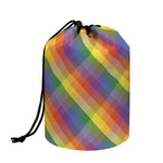 Rainbow LGBT Plaid Pattern Print Drawstring Makeup Bag
