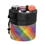 Rainbow LGBT Plaid Pattern Print Drawstring Makeup Bag