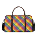 Rainbow LGBT Plaid Pattern Print Duffle Bag