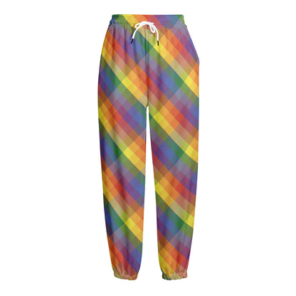 Rainbow LGBT Plaid Pattern Print Fleece Lined Knit Pants