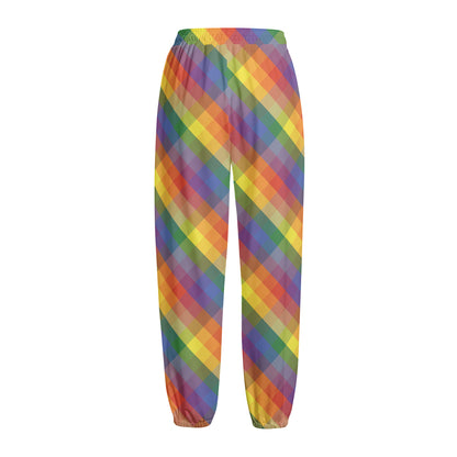 Rainbow LGBT Plaid Pattern Print Fleece Lined Knit Pants