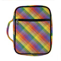 Rainbow LGBT Plaid Pattern Print Front Pocket Bible Bag