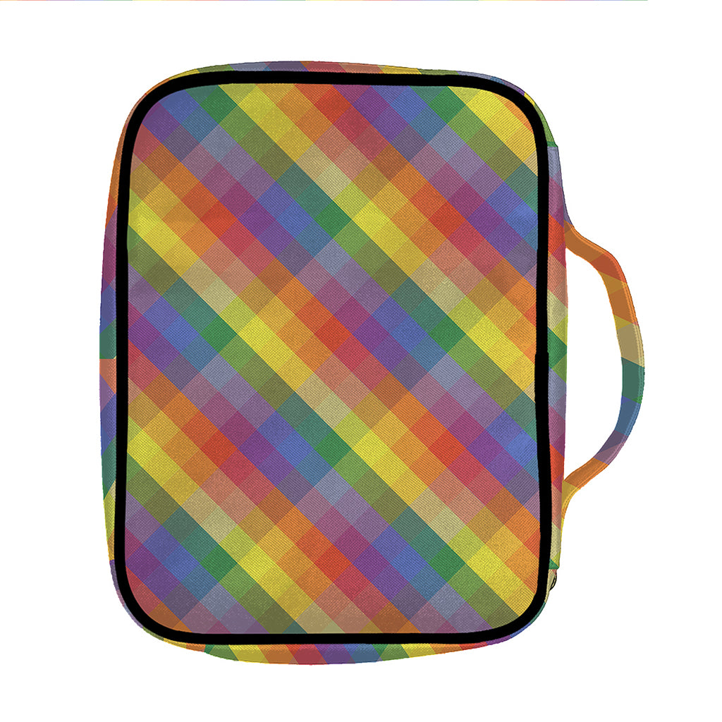 Rainbow LGBT Plaid Pattern Print Front Pocket Bible Bag
