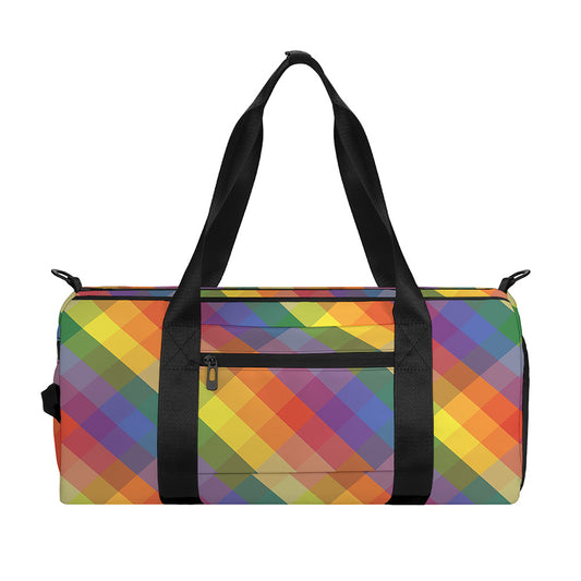 Rainbow LGBT Plaid Pattern Print Gym Bag