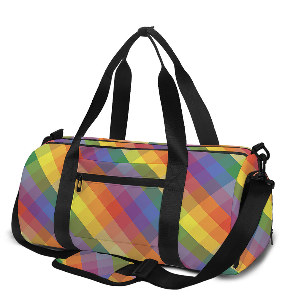 Rainbow LGBT Plaid Pattern Print Gym Bag