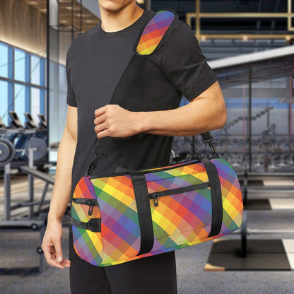 Rainbow LGBT Plaid Pattern Print Gym Bag