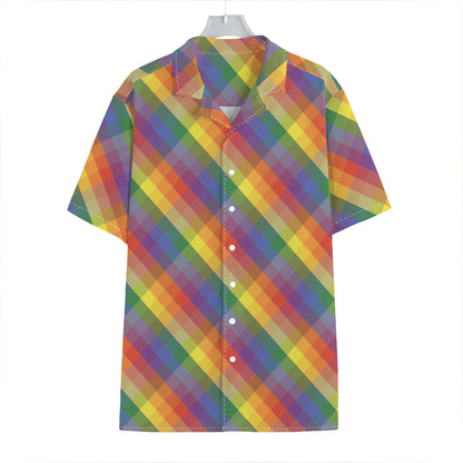 Rainbow LGBT Plaid Pattern Print Hawaiian Shirt