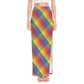 Rainbow LGBT Plaid Pattern Print High Slit Maxi Skirt