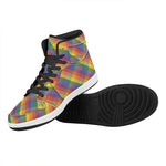 Rainbow LGBT Plaid Pattern Print High Top Leather Sneakers
