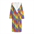 Rainbow LGBT Plaid Pattern Print Hooded Bathrobe