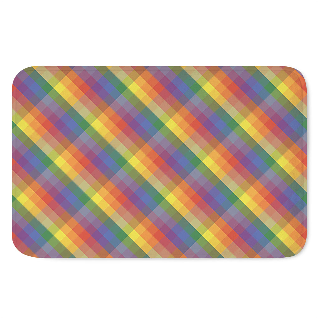 Rainbow LGBT Plaid Pattern Print Indoor Door Mat