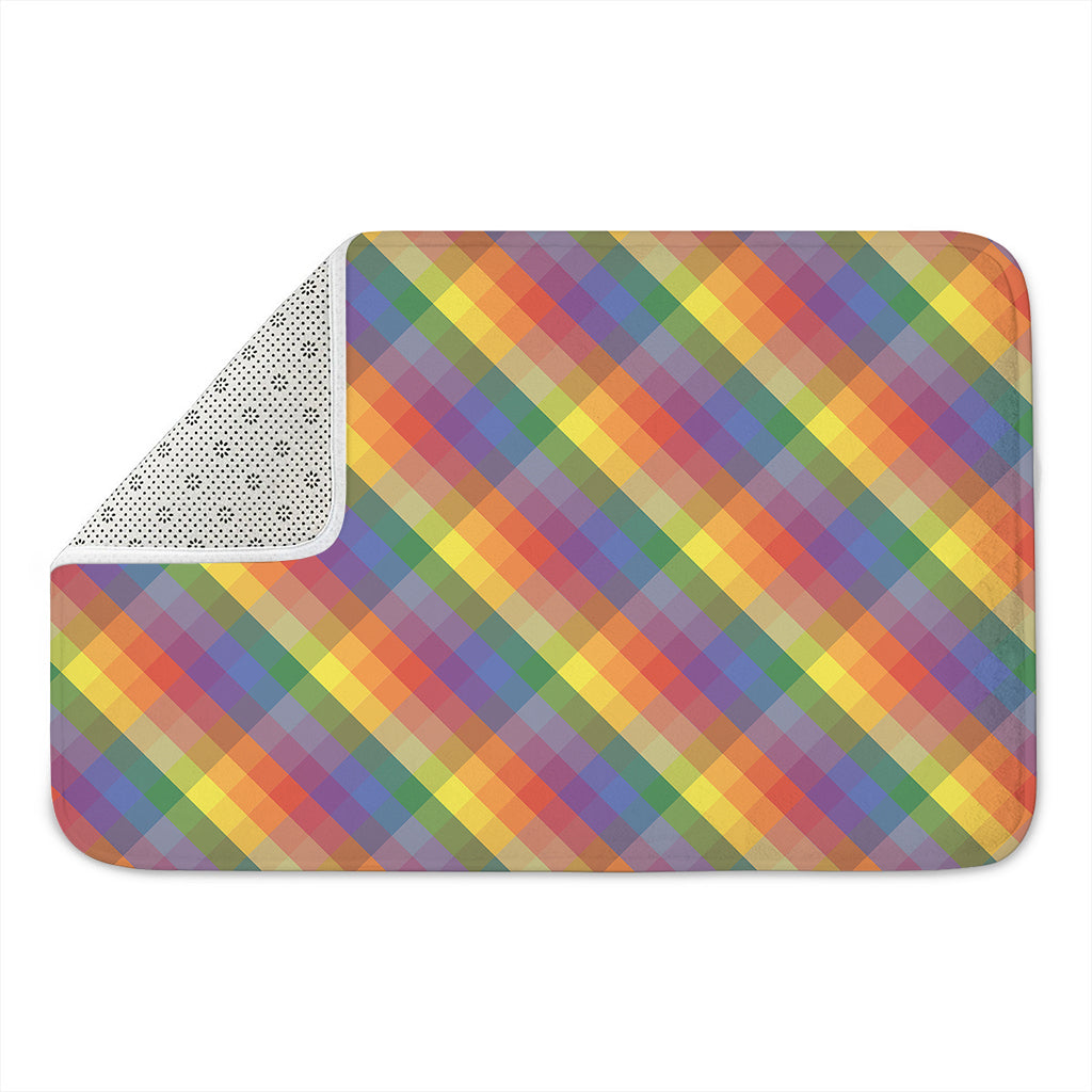 Rainbow LGBT Plaid Pattern Print Indoor Door Mat