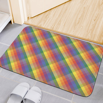 Rainbow LGBT Plaid Pattern Print Indoor Door Mat