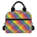 Rainbow LGBT Plaid Pattern Print Insulated Lunch Bag