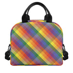 Rainbow LGBT Plaid Pattern Print Insulated Lunch Bag
