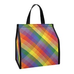 Rainbow LGBT Plaid Pattern Print Insulated Lunch Tote
