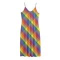 Rainbow LGBT Plaid Pattern Print Jersey Midi Cami Dress