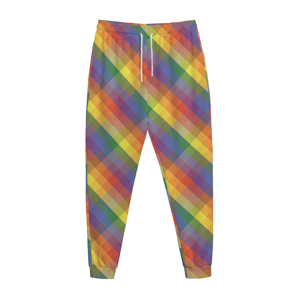 Rainbow LGBT Plaid Pattern Print Jogger Pants