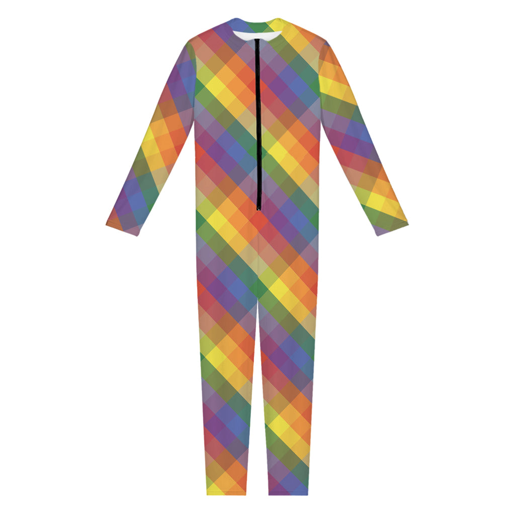 Rainbow LGBT Plaid Pattern Print Jumpsuit