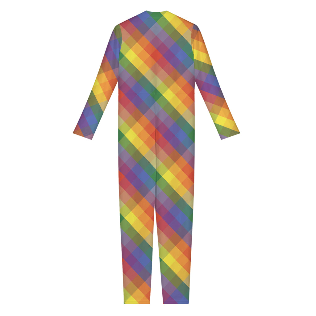 Rainbow LGBT Plaid Pattern Print Jumpsuit