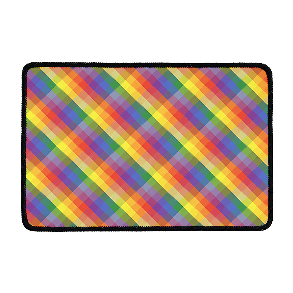 Rainbow LGBT Plaid Pattern Print Kitchen Mat