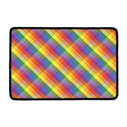 Rainbow LGBT Plaid Pattern Print Kitchen Mat