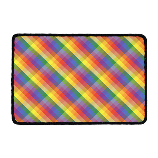 Rainbow LGBT Plaid Pattern Print Kitchen Mat