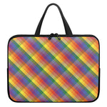 Rainbow LGBT Plaid Pattern Print Laptop Sleeve With Handle
