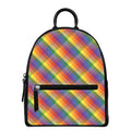Rainbow LGBT Plaid Pattern Print Leather Backpack