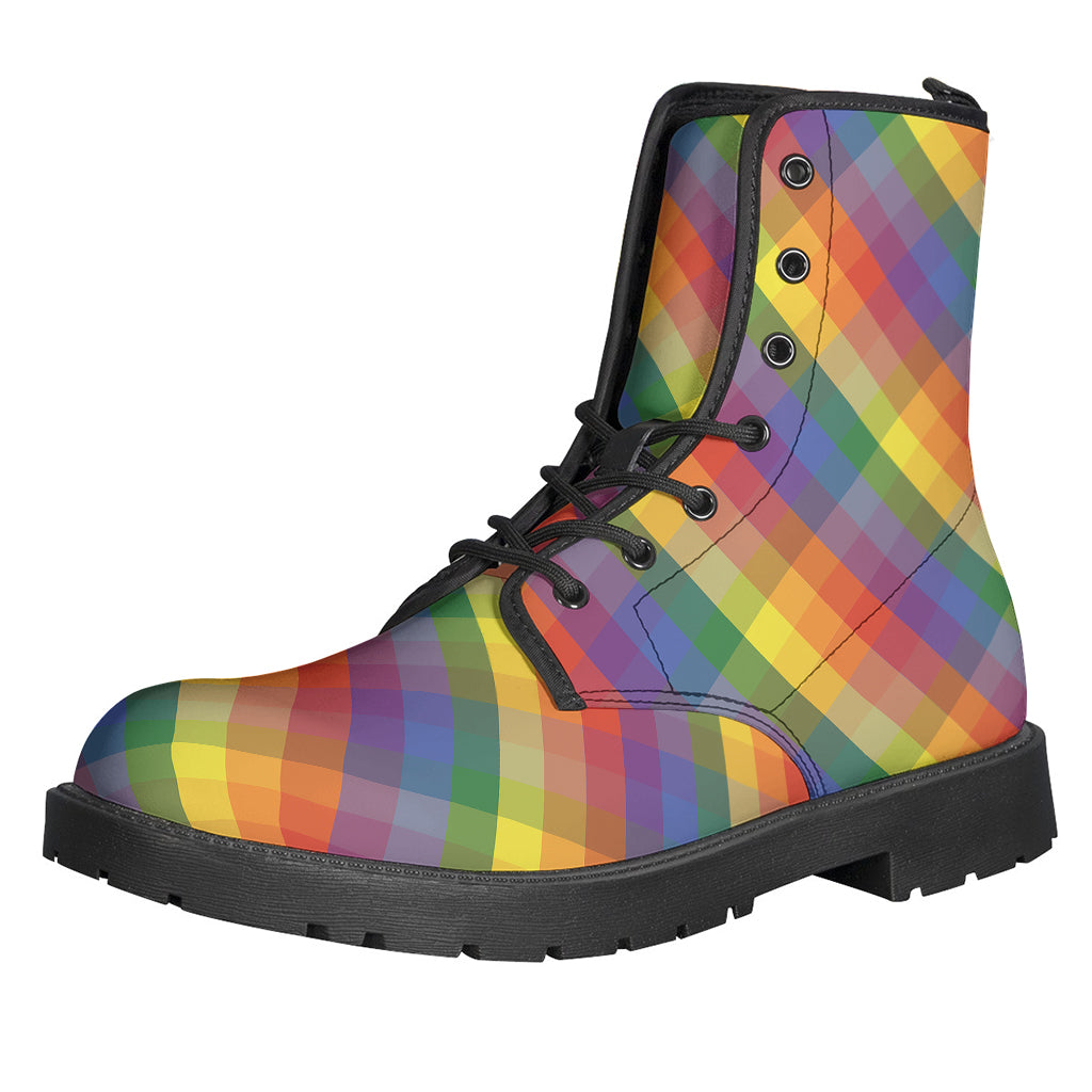 Rainbow LGBT Plaid Pattern Print Backpack