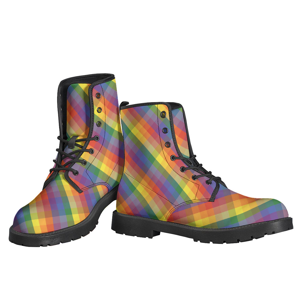 Rainbow LGBT Plaid Pattern Print Backpack