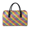 Rainbow LGBT Plaid Pattern Print Leather Duffel Bag