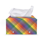 Rainbow LGBT Plaid Pattern Print Leather Tissue Box Cover