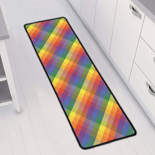 Rainbow LGBT Plaid Pattern Print Long Kitchen Mat