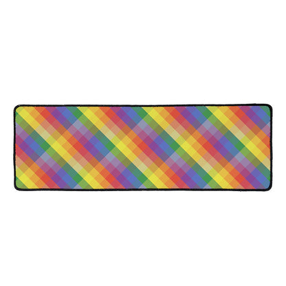 Rainbow LGBT Plaid Pattern Print Long Kitchen Mat