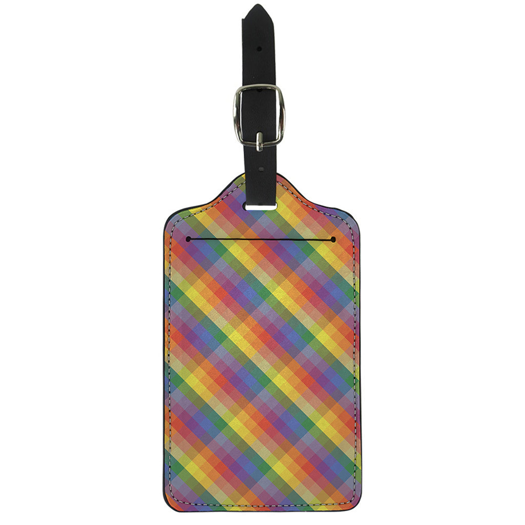 Rainbow LGBT Plaid Pattern Print Luggage Tag