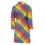 Rainbow LGBT Plaid Pattern Print Men's Bathrobe