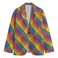 Rainbow LGBT Plaid Pattern Print Men's Blazer